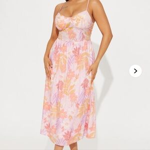 Floral Pink and Orange Dress